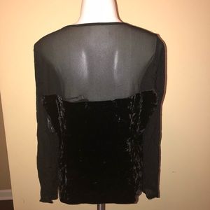 Black velvet and chiffon shirt